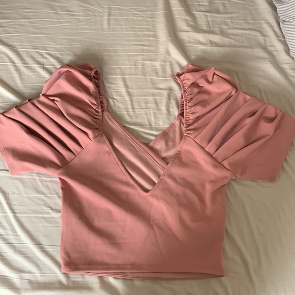 Mauve puff sleeve crop top - Picture 3 of 3